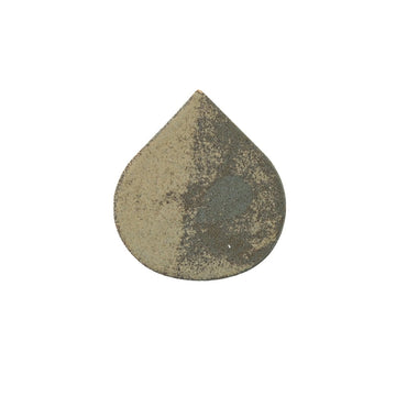 Bronze-colored teardrop-shaped object on a white background