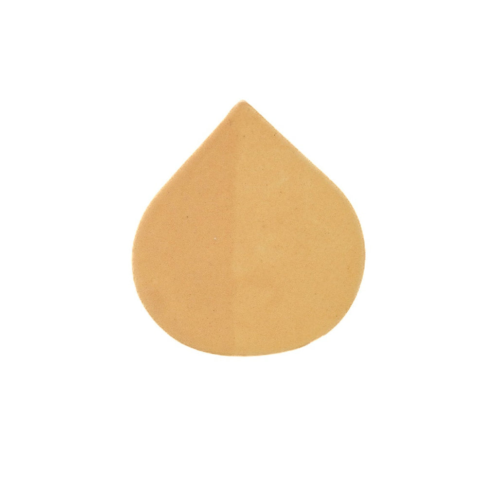 Gold teardrop-shaped object on a white background