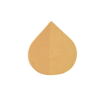 Gold teardrop-shaped object on a white background