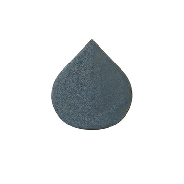 Blue grey teardrop shape on a white background