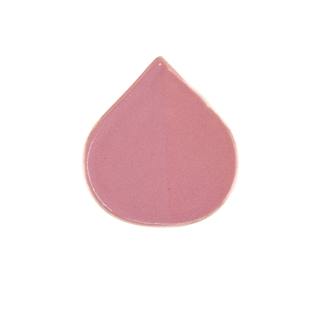 Pink teardrop-shaped object on a white background