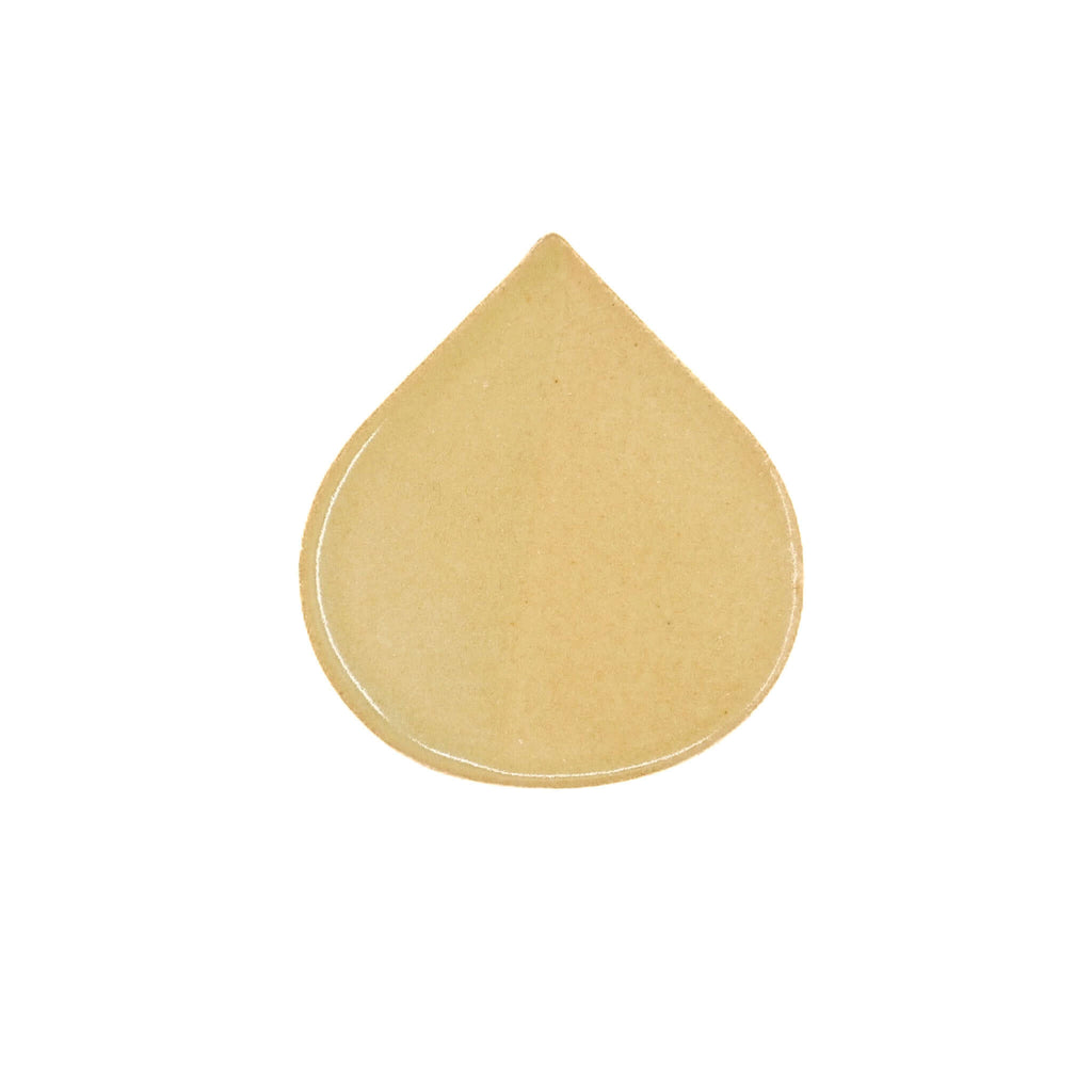 Gold teardrop-shaped object on a white background