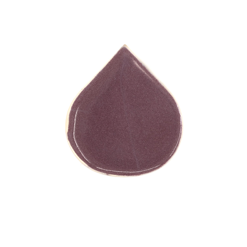Purple teardrop-shaped object on a white background