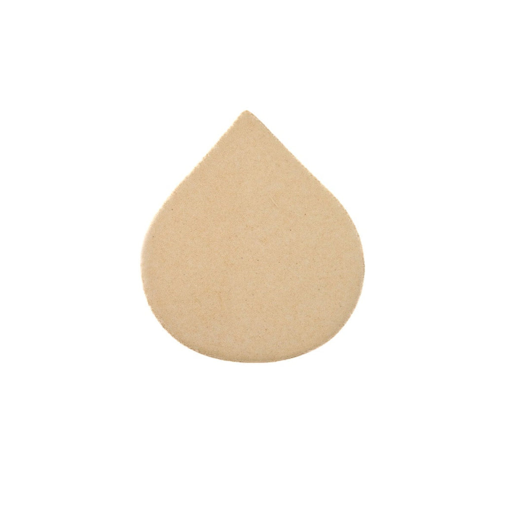 Beige teardrop-shaped object on a white background