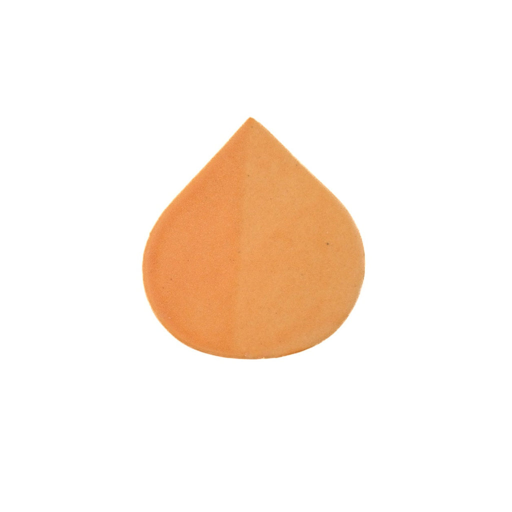 Orange teardrop-shaped object on a white background