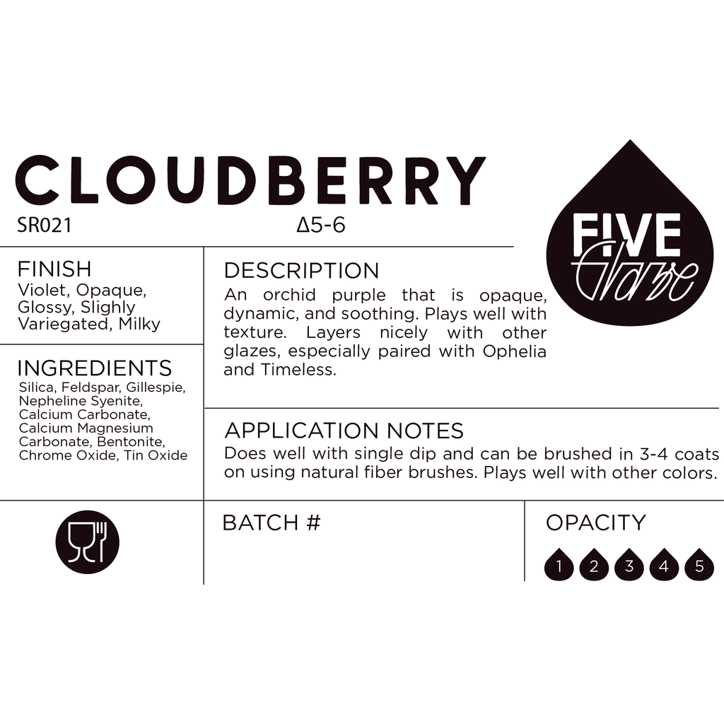Five Glaze Cloudberry product details on a white background