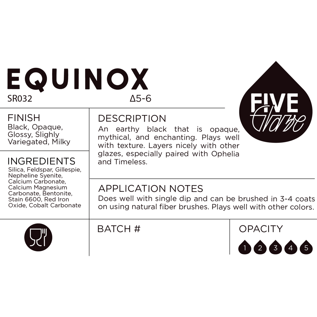 Five Glaze Equinox product label on a white background