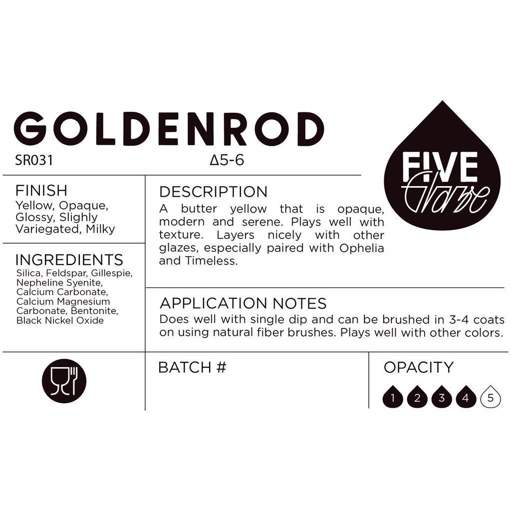 Product label for 'Goldenrod' with Five Graces branding