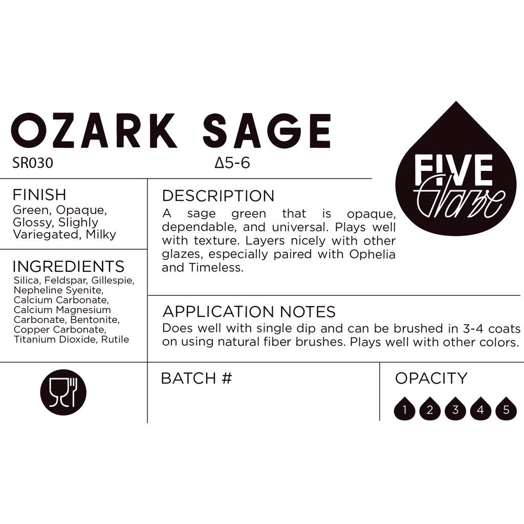 Five Glaze Ozark Sage product label on white background