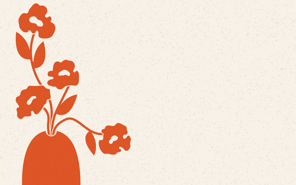 Orange floral design on a beige background